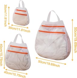 Waszakken - Wit - 30 x 30 cm - Herbruikbaar Netstof met Ritssluiting - Voor Kleding en Wasaccessoires — thumbnail 4