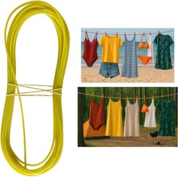 Waslijn 2 mm extra sterk met stalen kern en pvc-ommanteling, perfect voor huis, tuin, camping (geel, 2000 cm) — thumbnail 1