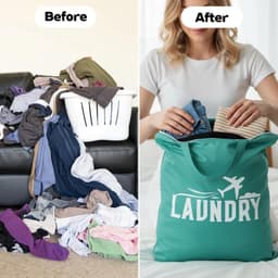 Grote Reiswaszak, 2 Stuks, Wasbaar, Met Handvat, Voor Vuile Kleding, Ideaal voor Reizen en Sportschool, Ruime Waszak voor Vuile Was en Nat Textiel — thumbnail 3