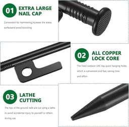 6 Stuks Tentharingen 30 cm Metalen Staal - Sterke Haringen met Haken voor Camping, Grondankers, Outdoor — thumbnail 4