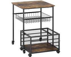 Mini Koelkast Verhoger - Met 2 Opberglades - Draagkracht tot 136 kg - Multifunctioneel Onderstel Bruin