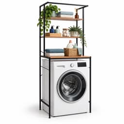Wasmachine rek - 161x66x40 cm - natuur-zwart — thumbnail 1