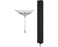 Droogmolen Hoes - 165 x 16 x 16 cm - Beschermhoes Universeel - Oxford-stof - Met rits en trekkoord - Heavy Duty Roterende Waslijn Afdekking - Waterdicht - Stofdicht - Winddicht - UV-bescherming - Geschikt voor tuinen, terrassen, buitengebruik - Zwart