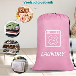 2 Pack grote reizen waszakken 24 x 36 inch, trekkoord, blauw + roze — thumbnail 5