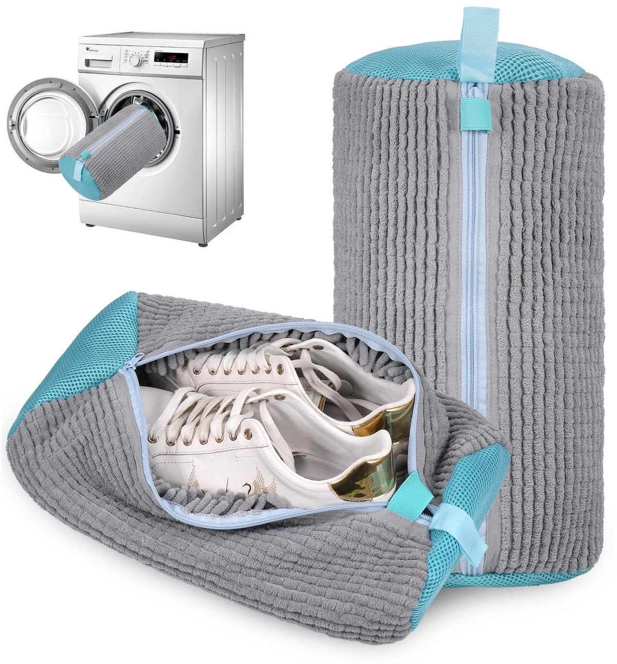Herbruikbare Wasmachine Schoenwastas met Rits - 360° Schoonmaak voor Wasmachine en Droger (Geel, Grijs) — afbeelding 1