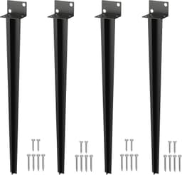 ACXIN Grondanker voor houten palen - 70 cm - 4 stuks - Zwart — thumbnail 1