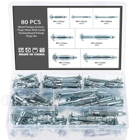 80 Stuks Metalen Holte Pluggen Met Schroef, Spreidpluggen Voor Holle Ruimte, Pluggen Met Binnendraad — thumbnail 1
