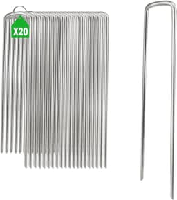 Set van 20 gegalvaniseerde grondankers 200 x 25 x 4 mm voor tuin, tent en schuttingbevestiging, ideaal voor onkruiddoek en tuinaccessoires — thumbnail 1
