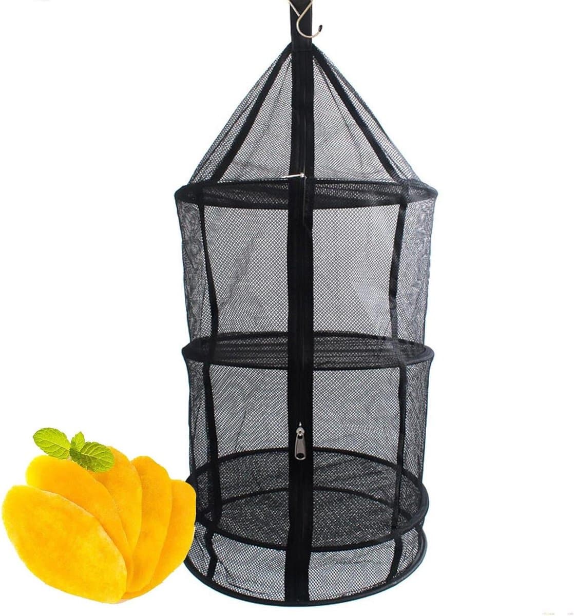 Droogrek Mesh - Droognet Vliegenkast - Planten Drogen - Met Rits - 39x39x85 cm - Grijs — afbeelding 1