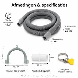 Dparts afvoerslang verlengset - Voor condensdroger - condensafvoer droger droogkast warmtepompdroger wasdroger - condensslang 1,5m — thumbnail 3