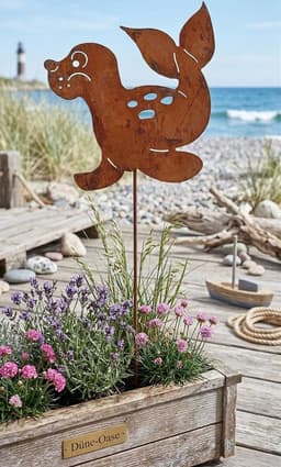 Tuindecoratie Anker - Tuinplug Roest Metaal - Buiten Decoreren - Roestlook Patina - 14 x 40 cm - Bruin — thumbnail 3
