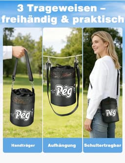 Wasknijperzak met schouderriem - Wasknijperhouder Organizer - Wassen en Ophangen - Handsfree Werk Gemak - Voor 200 Knikkers - Met Patroon — thumbnail 3