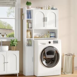 Home & Beyond® Wasmachinekast met 3 Deuren en 5 Open Vakken - Opbergkast voor Boven de Wasmachine - Wit — thumbnail 5