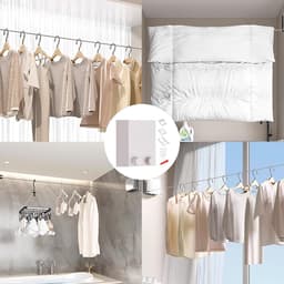 Intrekbare Waslijn - Droogtouw Verstelbaar - Kleding Drogen - Roestwerend Materiaal - 10 Meter - Wit — thumbnail 2