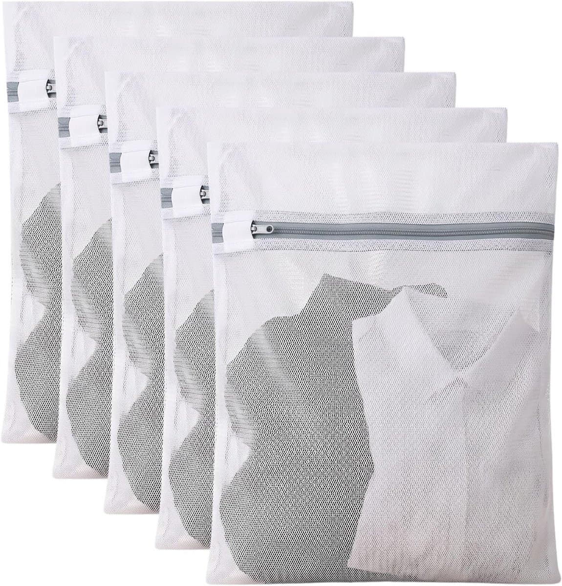5 Stuks Wasnetten voor Wasmachine, 40x50cm - Fijne Waszakken met Verborgen Ritssluiting voor Delicaat Wasgoed en Ondergoed — afbeelding 1