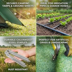 SnelShoppen - 20 Stuks Grondankers 2.5 mm x 100 mm U-vormige Sterke Tuin Pegs van Gegalvaniseerd Staal voor Grond, Tuin, Kunstgras en Onkruiddoek — thumbnail 4