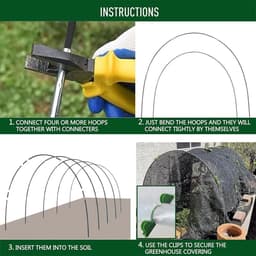 SnelShoppen - 50 Pcs Plant Tunnel Arches voor Verhoogde Bedden - Verwijderbare Folietunnel voor Tuin - Glasvezel, 38 cm, Hoops, Grondankers, Tuinacces — thumbnail 4