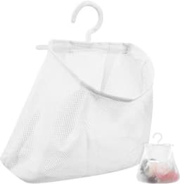 Waszak - Ademend Mesh - Hangende Waszak met Haak - Opvouwbaar - Grote Capaciteit - 3 Ladingen - Ruimtebesparend - Wasmand — thumbnail 3