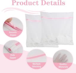 Thijox - Set van 2 Premium Wasnetten voor Wasmachine 60 x 60 cm, Waszak met Verborgen Ritssluiting, Bescherming tegen Vervorming en Vouwen voor Fijne — thumbnail 5