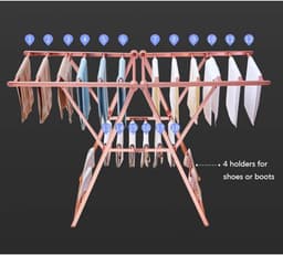Staand Wasrek - Opvouwbaar Droogrek - Binnen Buiten - Roestvrij Aluminium - 157cm Hoog - Roségoud — thumbnail 4