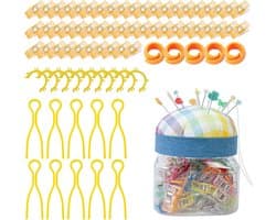 Naaiklemmen Set - Stoffen Clips - Handwerk Projecten - 76 Delige Kit - Handige Pot - Geruite Stijl