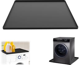 Siliconen lekbak - Lekbak Wasmachine - 60 × 60 cm × 1,5 cm - flexibel en oprolbaar beschermmat - voor bovenop of onder wasmachine en koelkast - Zwart — thumbnail 1