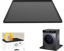 Siliconen lekbak - Lekbak Wasmachine - 60 × 60 cm × 1,5 cm - flexibel en oprolbaar beschermmat - voor bovenop of onder wasmachine en koelkast - Zwart