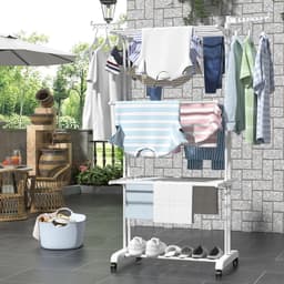 Droogrek Toren - Wasdroger met wielen - Kleding Drogen - 4 Verdiepingen - 50 x 75 x 171 cm - Wit — thumbnail 3