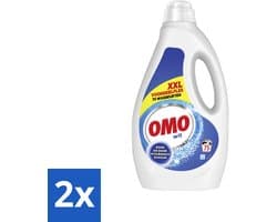 2 x OMO – Vloeibaar Wasmiddel – Wit XXL – 75 Wasbeurten - Wasmiddel Wit - Hygiëne - Schoonheid - Vlekverwijdering - Korte Wasprogramma's