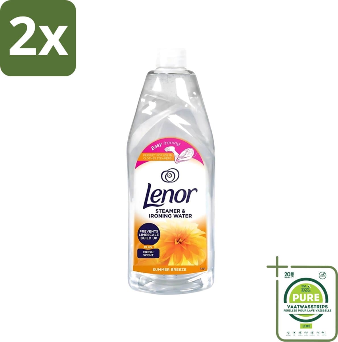 Lenor Strijkwater Summer Breeze 1 liter - Voordeelverpakking - 2 stuks - Strijkwater Summer Breeze - Zomerse geur — afbeelding 1