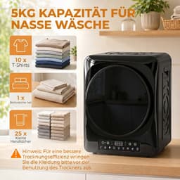HOMCOM Laundry Dryer-Stahl, Edelstahl-49L x 43B x 61H cm-Schwarz — thumbnail 5