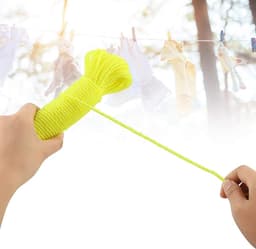 Nylon Waslijn - Kledinglijn Tuinsnoer - Buiten Drogen - Duurzaam Nylon Materiaal - 20 meter - Fluorescerend Geel — thumbnail 3