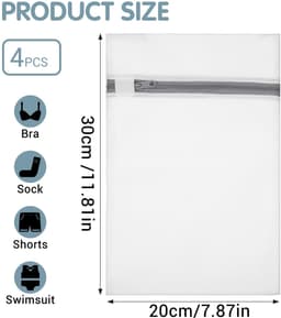 Dailygoods- Waszak - Set van 4 - Antislip Wasnet voor Delicaat Wasgoed - 30 x 20 cm - Ademend Polyester - Rits met Automatische Vergrendeling — thumbnail 3
