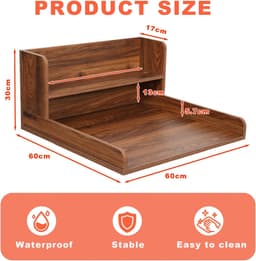 Wastafelblad met plank - Wasmachine verhoger - Ruimte Organiseren - Waterproof en krasbestendig - 60 x 60 x 30 cm — thumbnail 4