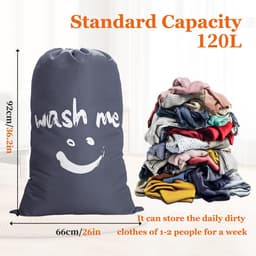 Dailygoods- Waszakken Set van 2 - 120 Liter - Vuilafstotend - Stofdicht - Opvouwbaar - Lichtgewicht - Trekkoordsluiting - Opbergtas — thumbnail 5