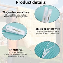 Dailygoods- Wasknijpers 24 stuks - Antislip PP Kunststof/Metaal - Verstelbare Ophangkoord - Duurzaam/Weerbestendig - Ergonomische Grip - Krachtige Veer - Wasclips — thumbnail 4
