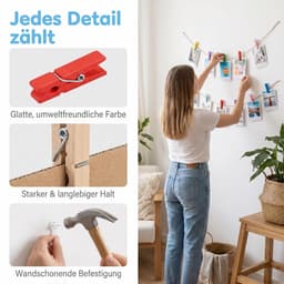 Dailygoods- Wasknijpers 100 stuks - Houten Mini-wasknijpers - Decoratieve Knijpers - Fotoklemmen - Natuurlijke Houten Klemmen - Veelkleurig — thumbnail 3