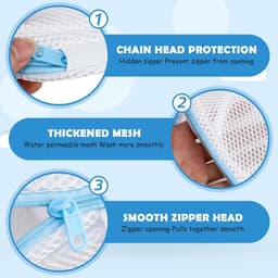 Dailygoods- Wasnet Set van 3 - Bescherming voor Beha's - Fijnmazig Netmateriaal - Lichtblauw - 20 x 34,5 cm - Voor Gevoelige Kledingstukken - Waszak — thumbnail 4