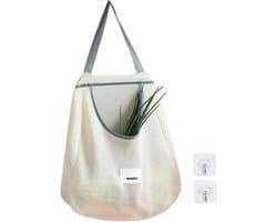 Mesh Groentezakken - Herbruikbare Net Tassen - Producten Bewaren - Ademend Ontwerp - 45 x 10 x 40 cm - Grijs