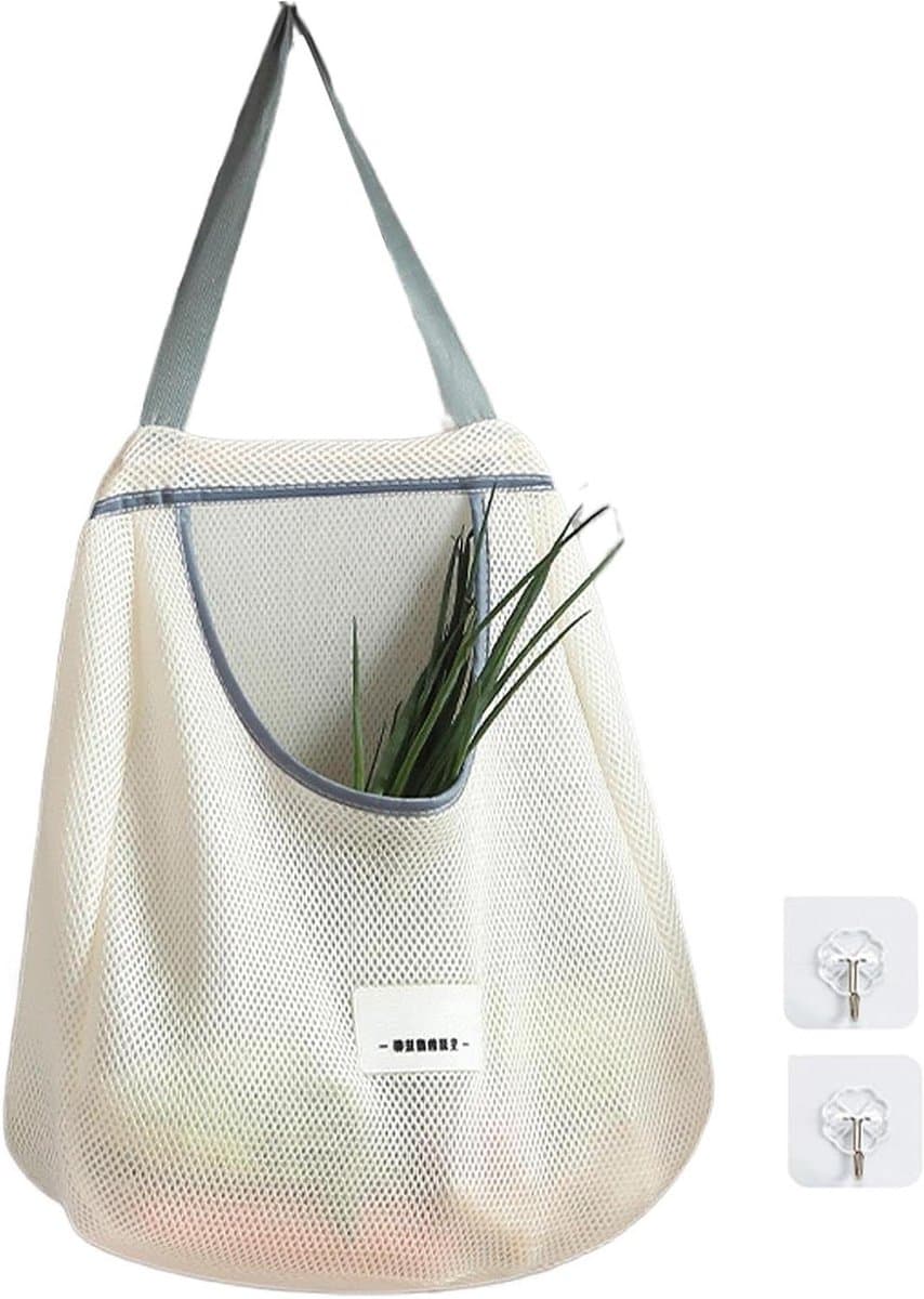 Mesh Groentezakken - Herbruikbare Net Tassen - Producten Bewaren - Ademend Ontwerp - 45 x 10 x 40 cm - Grijs — afbeelding 1