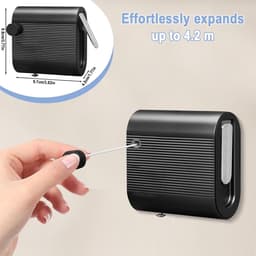 Clothesline, Retractable 4.2 m, New Design, Space Saving, Wall Mounting, Load Capacity 20 kg, for Bathroom, Laundry - ShopVlot — thumbnail 3