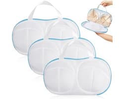 Wasnetjes met ritssluiting - Wit - 27 x 17 cm - Polyester waszakken voor beha's - Set van 3