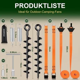 SnelShoppen - Stormbanden voor Luifels, Verbeterde 37 cm Grondankers, Stormbescherming voor Campers en Caravans, Compleet Set, Eenvoudige Installatie — thumbnail 5