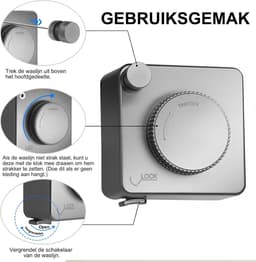 Waslijn uittrekbaar - Grijs - 4,6 meter - Roestvrijstalen Intrekbare Waslijn - Voor Binnen en Buiten — thumbnail 3