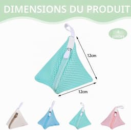 4 multifunctionele mini-geurparelzakken voor wasgoed, 12 x 12 cm grote driehoekige netzakken voor waskralen, zeep, haaraccessoires, reisopslag, 4 kleuren — thumbnail 5