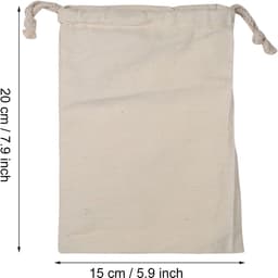 SnelShoppen - Waszak Beige - Grote Capaciteit Natuurlijke Katoen Koord Opbergzak - Vuil Waszak met Koordsluiting voor Thuisgebruik (15 * 20cm) — thumbnail 2