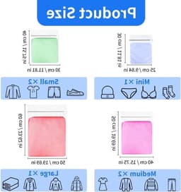 6-delige Mesh Waszakken met Rits, Duurzaam en Herbruikbaar Net voor Wasmachine, Ideaal voor Delicate Was zoals Truien, Jassen, Hemden, Ondergoed en Sokken (25×30cm/30×40cm) — thumbnail 2