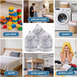Set van 3 Kleine Wasnetjes voor Delicate Kleding met Trekkoord - Duurzame Waszakken voor Ondergoed, Sokken en Babykleding - Ideaal voor de Wasmachine en Reizen 30x40 cm — thumbnail 2