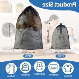 Grote Waszakken met Trekkoord: Set van 4 Waszakken voor Kleding, Dekbedovertrekken en Reisaccessoires (30x40/60x90cm) — thumbnail 3