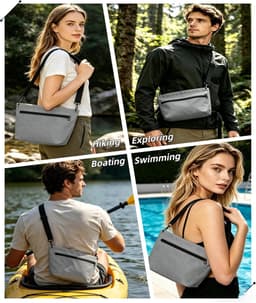 Outdoor rugzak, 6 liter, lichte droogtas, met verstelbare schouderriem, geschikt voor kamperen, wandelen, strand, kajakken, zwemmen, grijs, Waterdichte tas met schouderriem — thumbnail 5